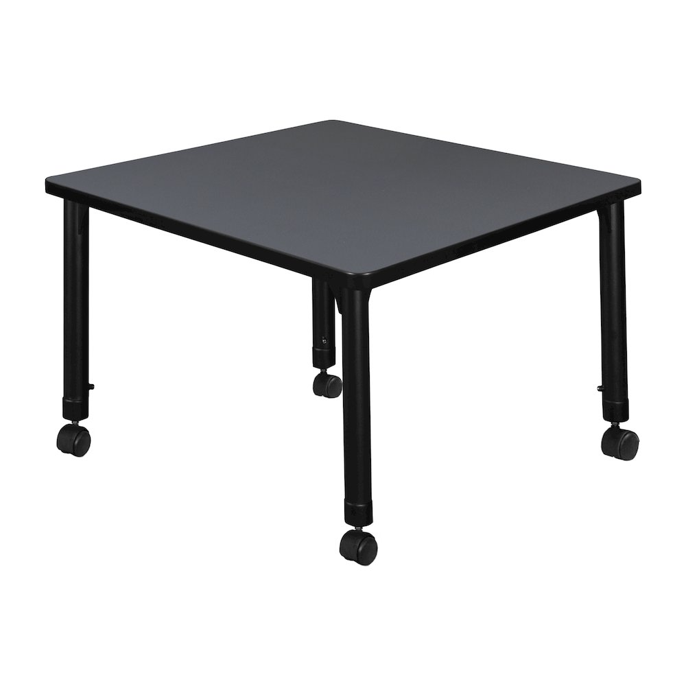 30 in. Square Height Adjustable Mobile Classroom Activity Table- Grey. Picture 2