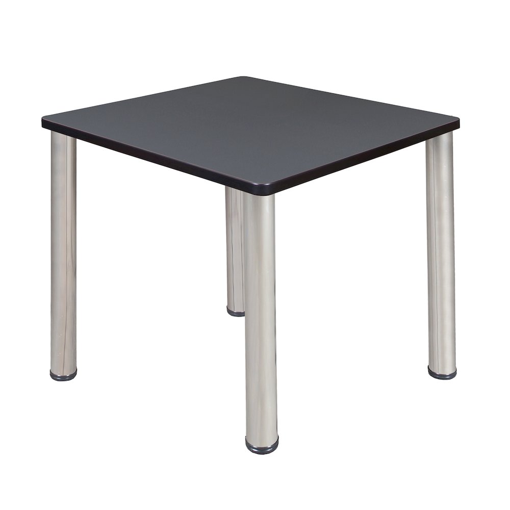 30 in. Small Square Breakroom Table- Grey Top, Chrome Legs. Picture 1