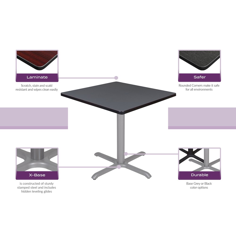 30 in. Small Square Breakroom Table- Grey Top, Black Legs. Picture 3