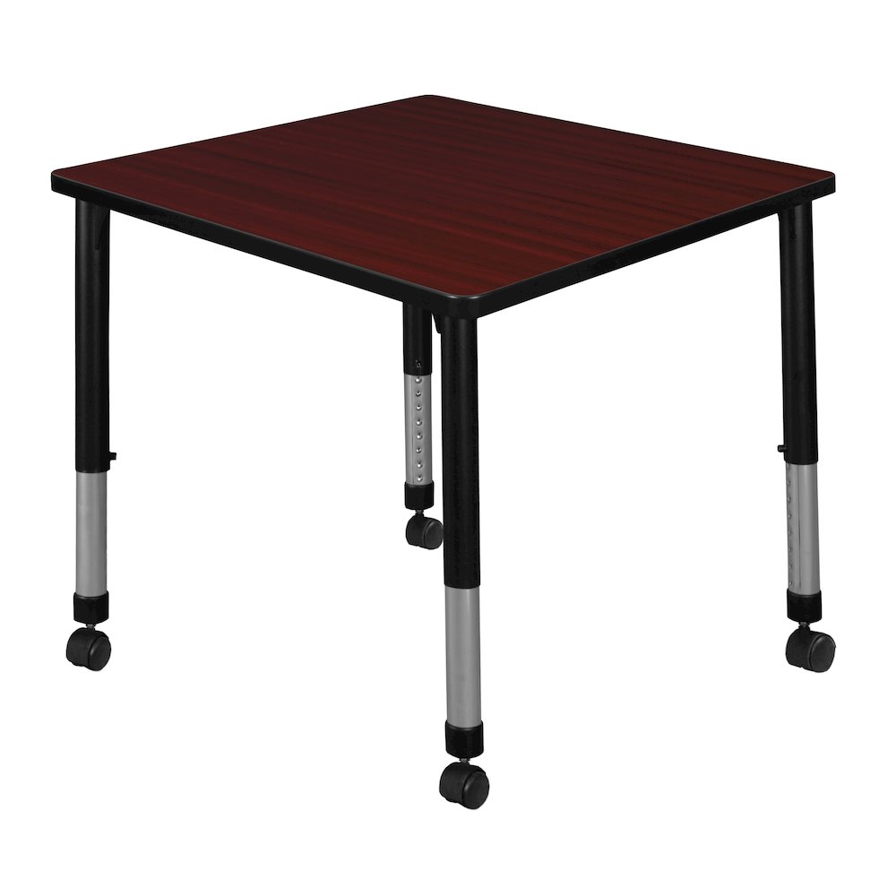 30 in. Square Height Adjustable Moblie Classroom Activity Table- Mahogany. Picture 1