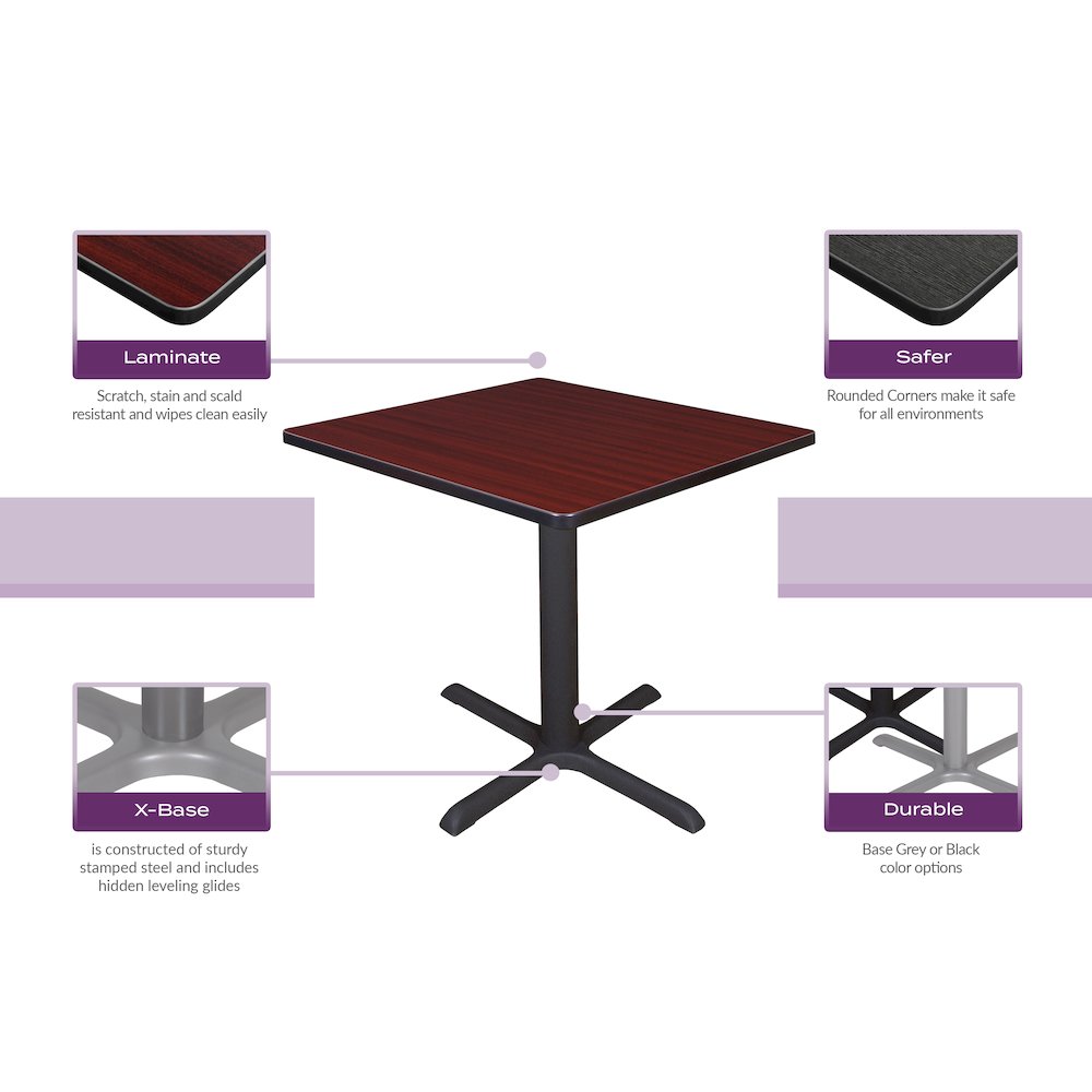 30 in. Small Square Breakroom Table- Mahogany Top, Black Legs. Picture 3