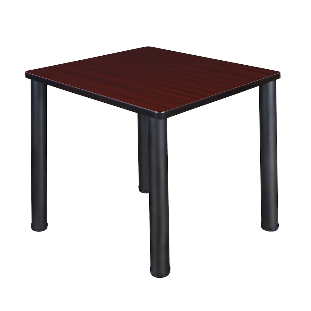 30 in. Small Square Breakroom Table- Mahogany Top, Black Legs. Picture 1