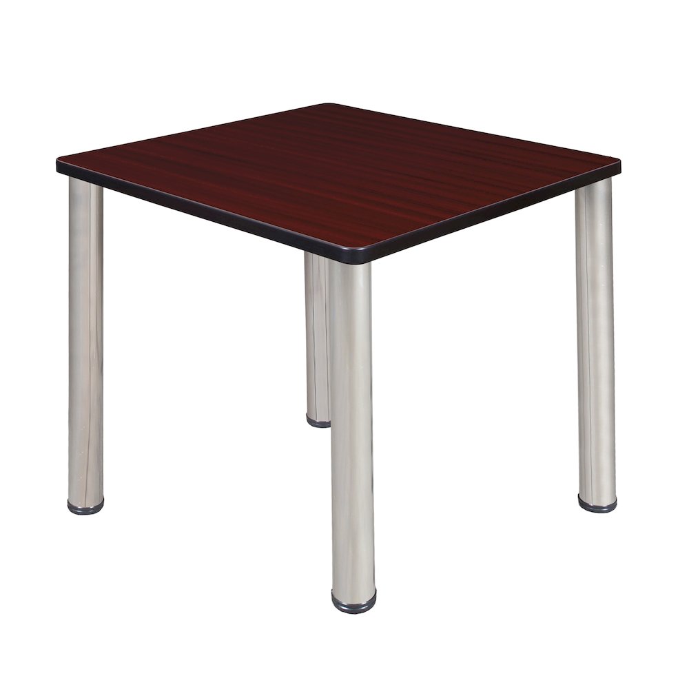 30 in. Small Square Breakroom Table- Mahogany Top, Chrome Legs. Picture 1