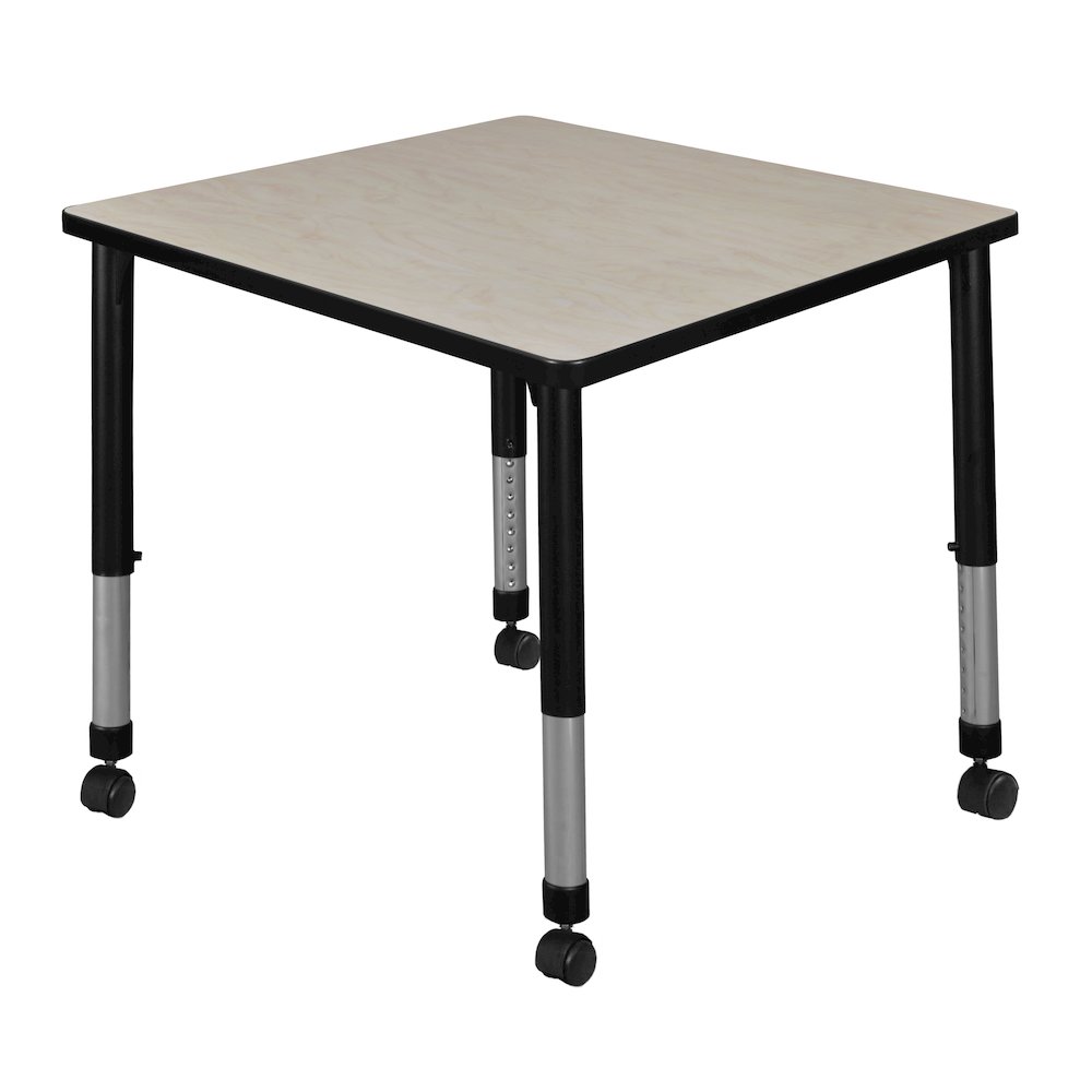 30 in. Square Height Adjustable Mobile Classroom Activity Table- Maple. Picture 1