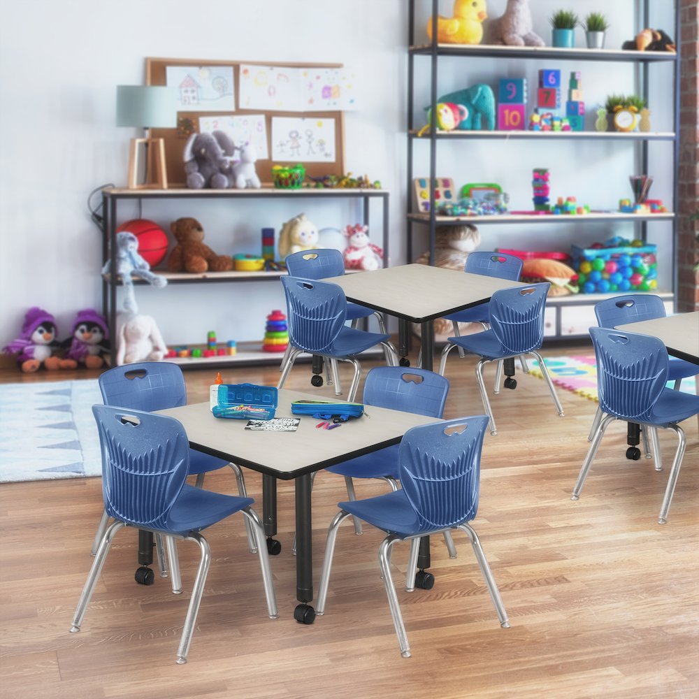 30 in. Square Height Adjustable Mobile Classroom Activity Table- Maple. Picture 5