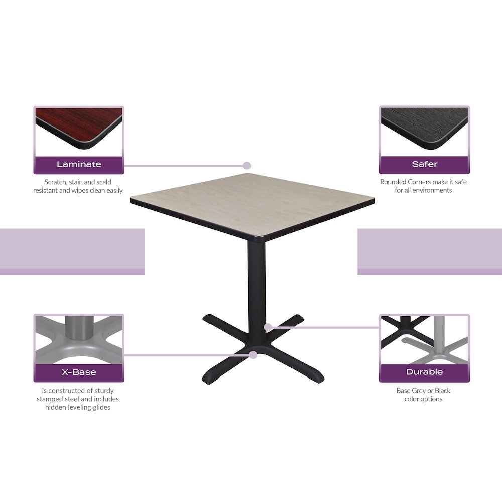 30 in. Small Square Breakroom Table- Maple Top, Black Legs. Picture 3