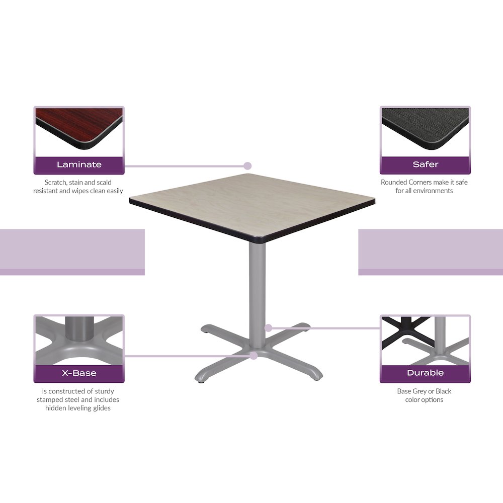 30 in. Small Square Breakroom Table- Maple Top, Chrome Legs. Picture 3