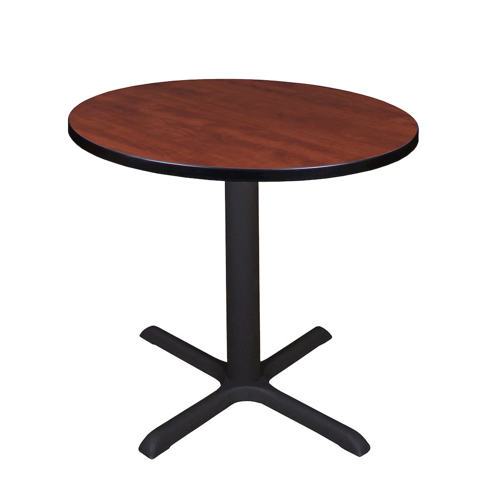 Small 30 in. Round X-Base Breakroom Table- Cherry. Picture 1
