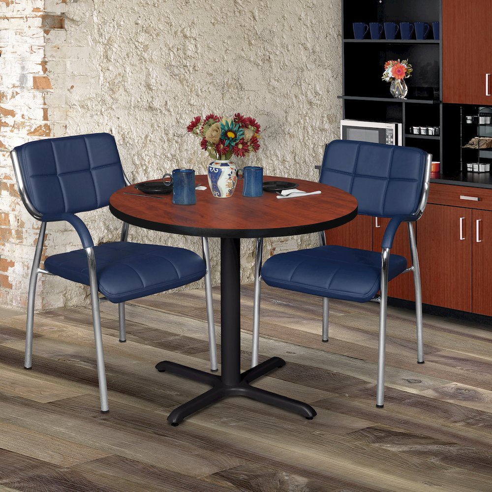 Small 30 in. Round X-Base Breakroom Table- Cherry. Picture 4