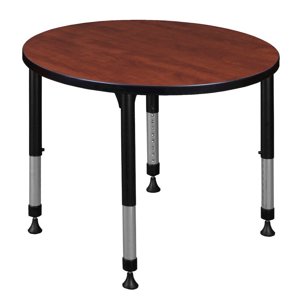 30 in.Round Height Adjustable Classroom Activity Table- Cherry. Picture 1