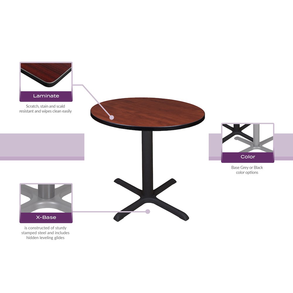 30 in.Round Height Adjustable Classroom Activity Table- Cherry. Picture 4