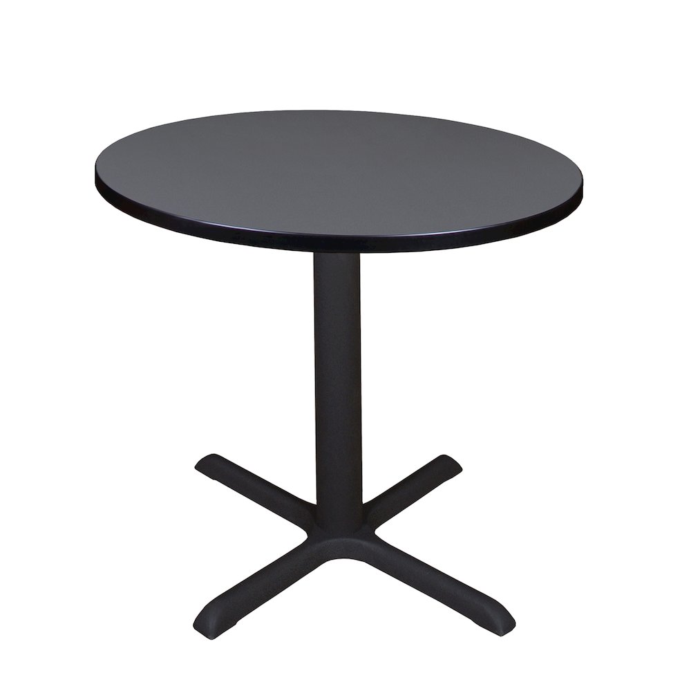 Small 30 in. Round X-Base Breakroom Table- Grey. Picture 1
