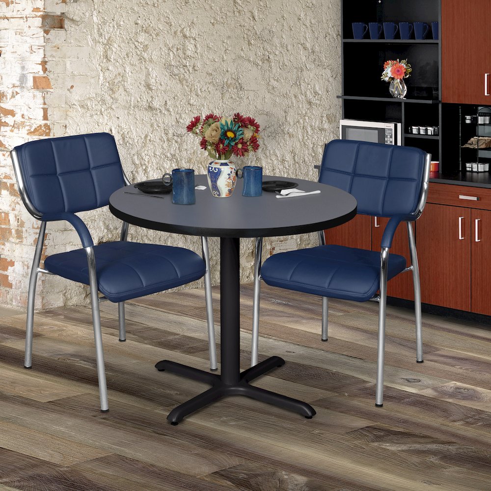 Small 30 in. Round X-Base Breakroom Table- Grey. Picture 4