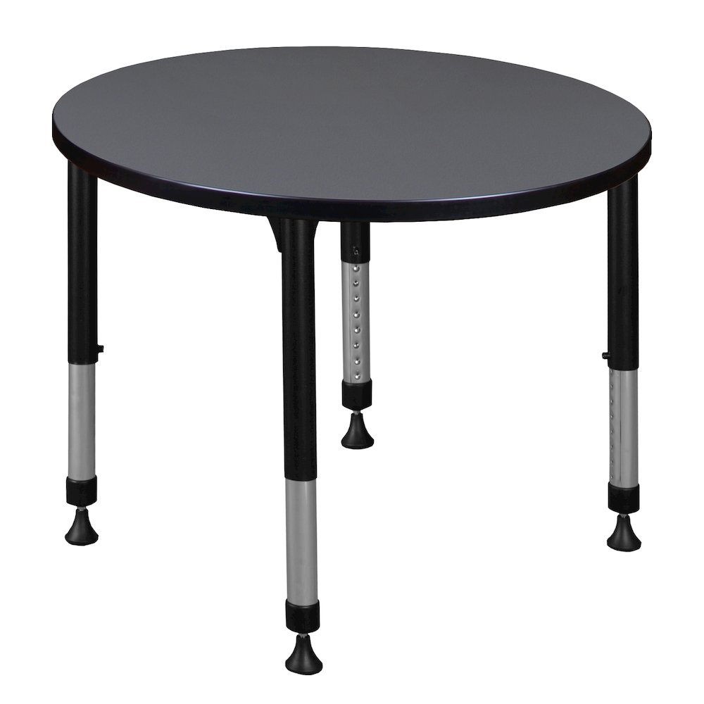 30 in.Round Height Adjustable Classroom Activity Table- Grey. Picture 1