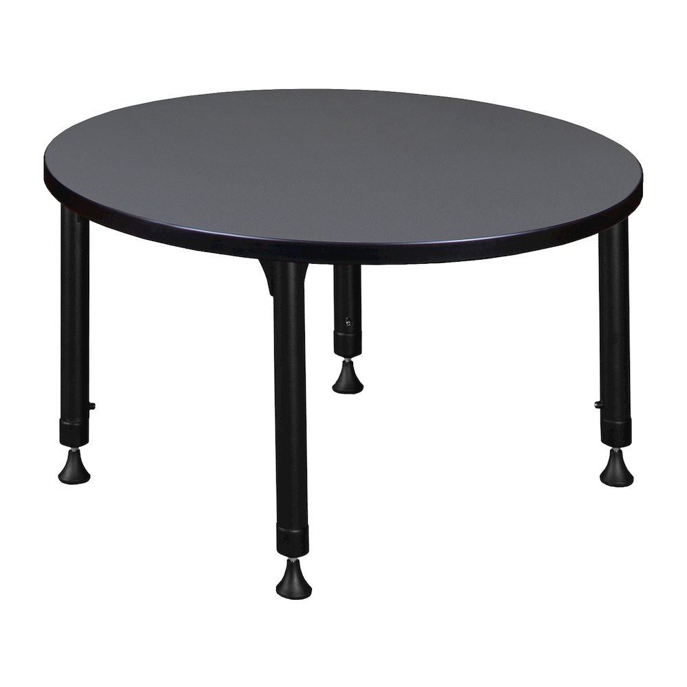 30 in.Round Height Adjustable Classroom Activity Table- Grey. Picture 2