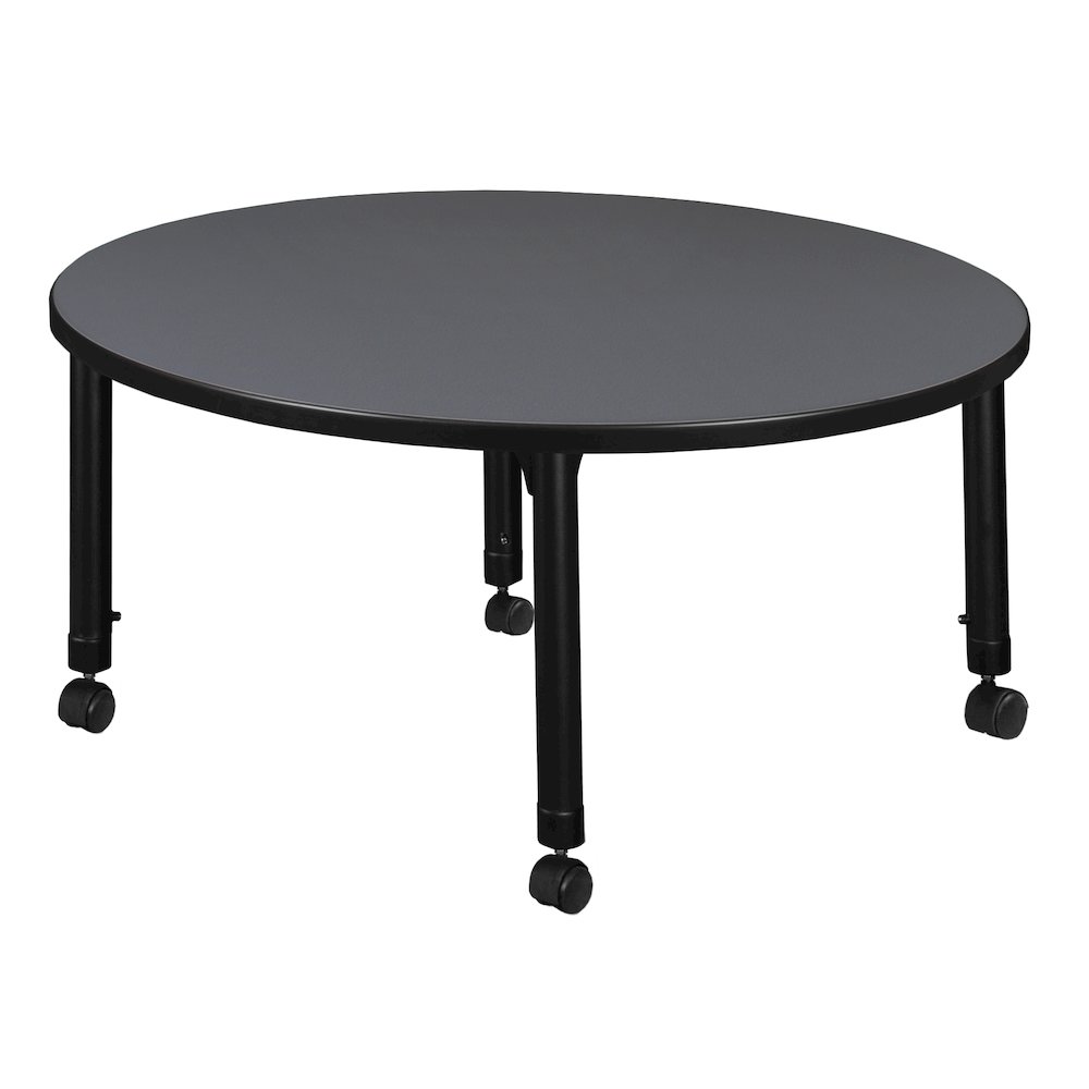 30 in. Round Height Adjustable Mobile Classroom Activity Table- Grey. Picture 2