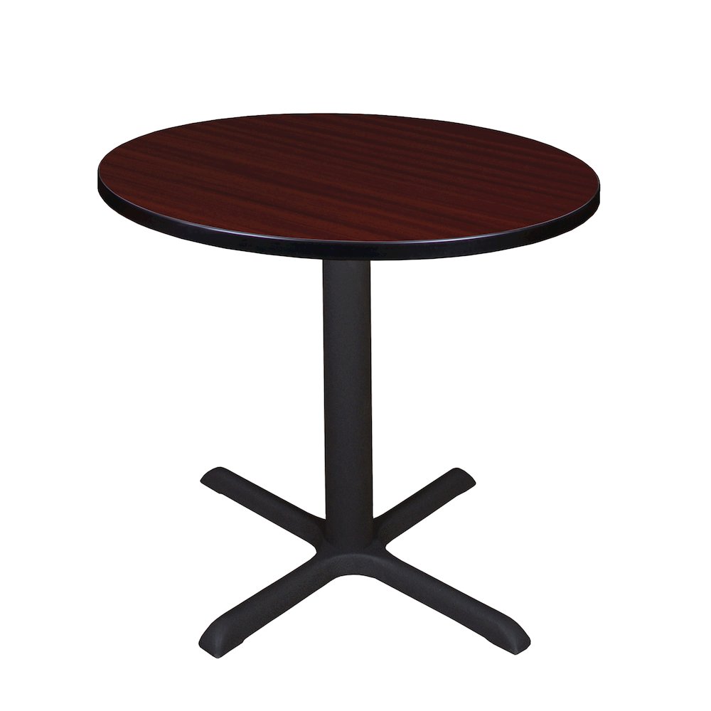 Small 30 in. Round X-Base Breakroom Table- Mahogany. Picture 1