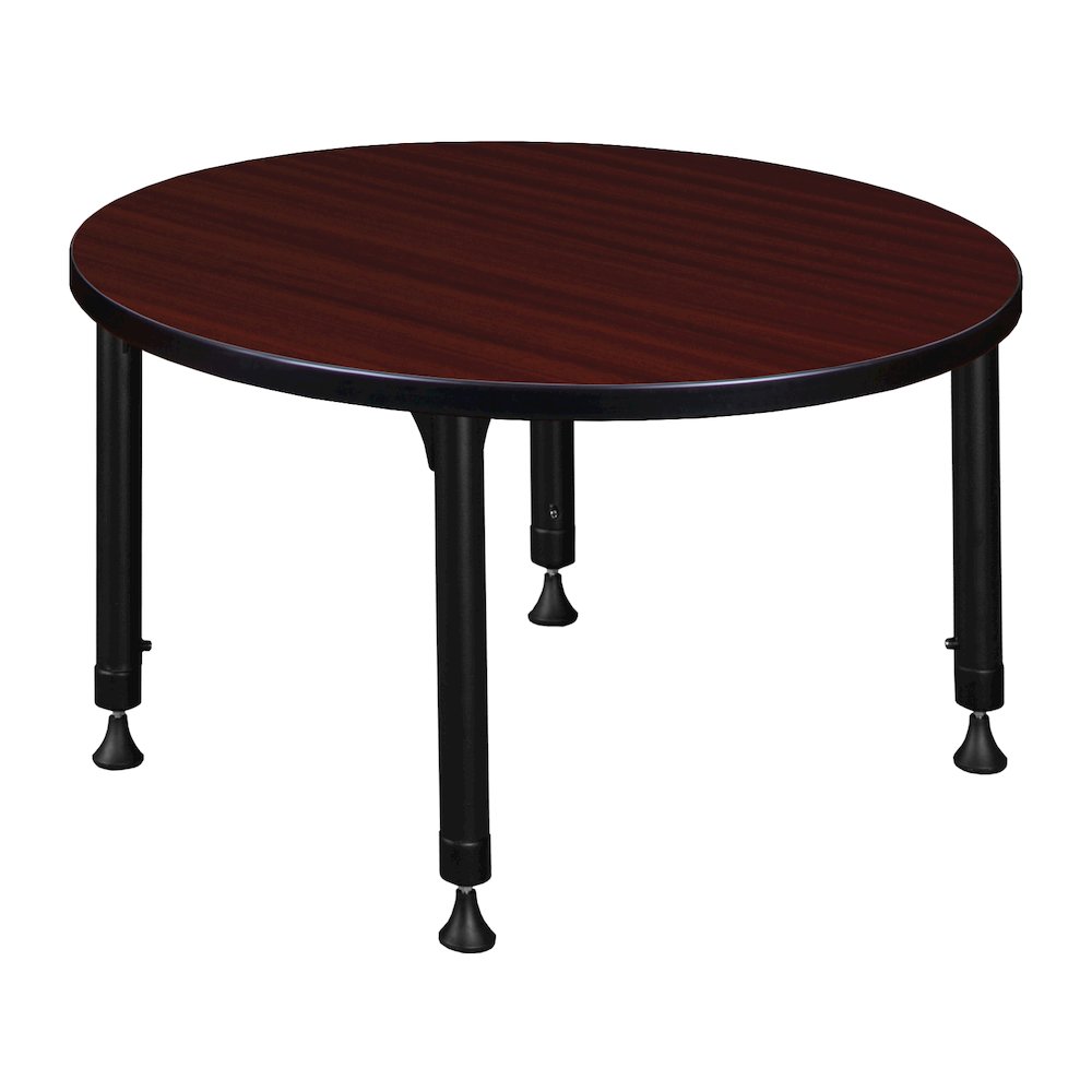 30 in.Round Height Adjustable Classroom Activity Table- Mahogany. Picture 2