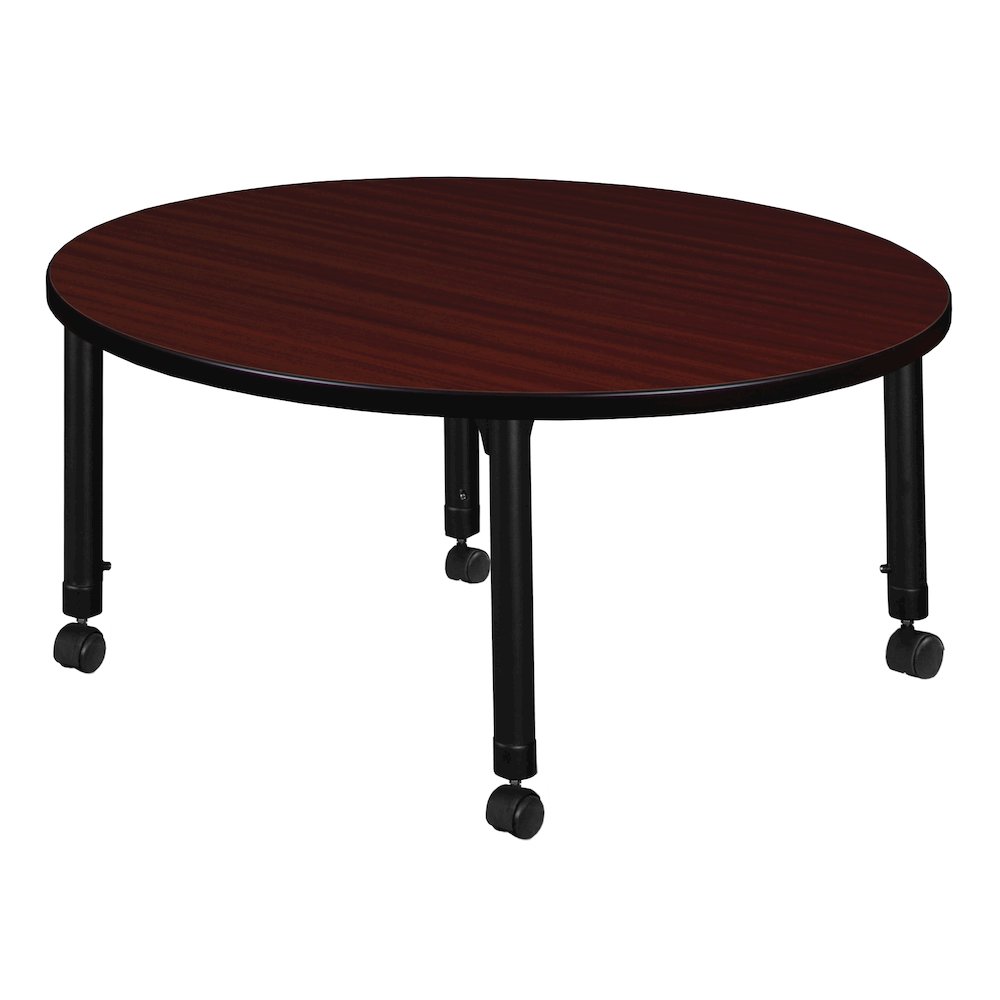 30 in. Round Height Adjustable Mobile Classroom Activity Table- Mahogany. Picture 2
