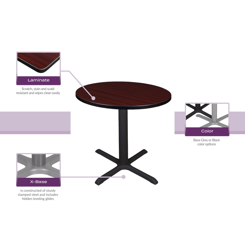 30 in.Round Height Adjustable Classroom Activity Table- Mahogany. Picture 4