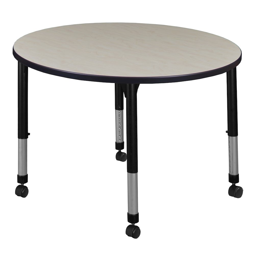 30 in. Round Height Adjustable Mobile Classroom Activity Table- Maple. Picture 1