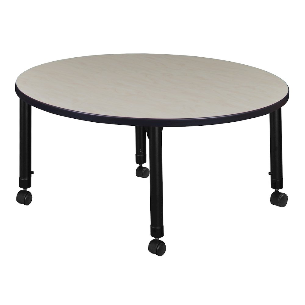30 in. Round Height Adjustable Mobile Classroom Activity Table- Maple. Picture 2