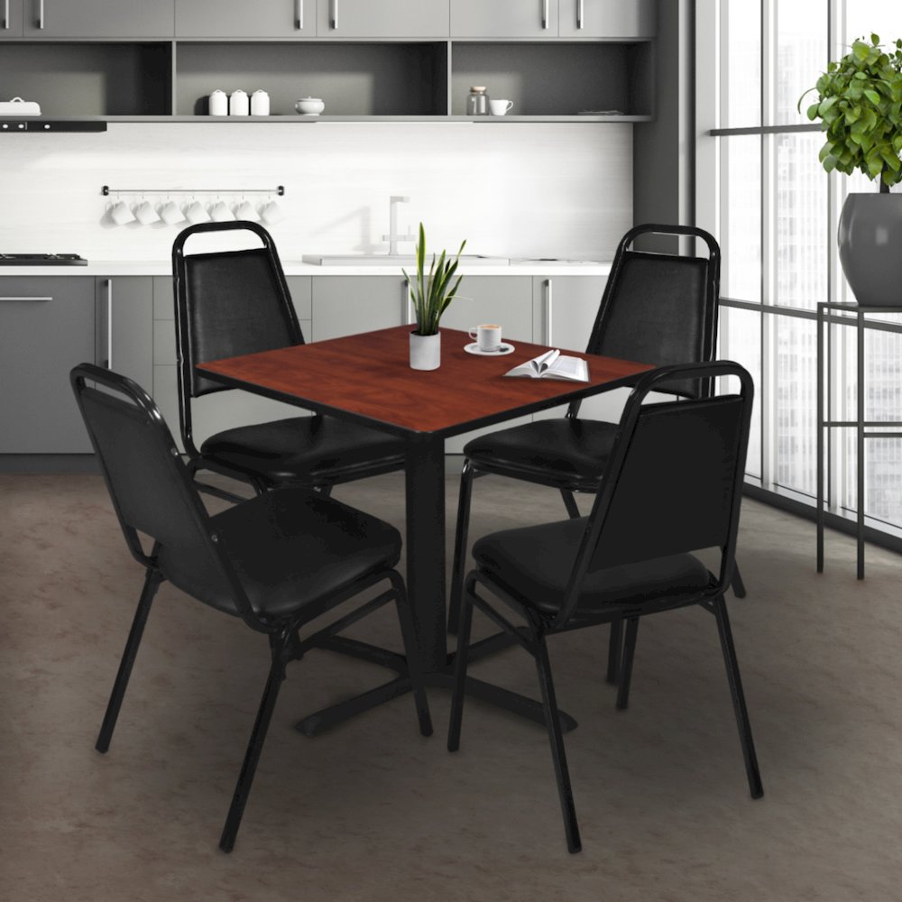 Medium 36 in. Square X-Base Breakroom Table- Cherry. Picture 3