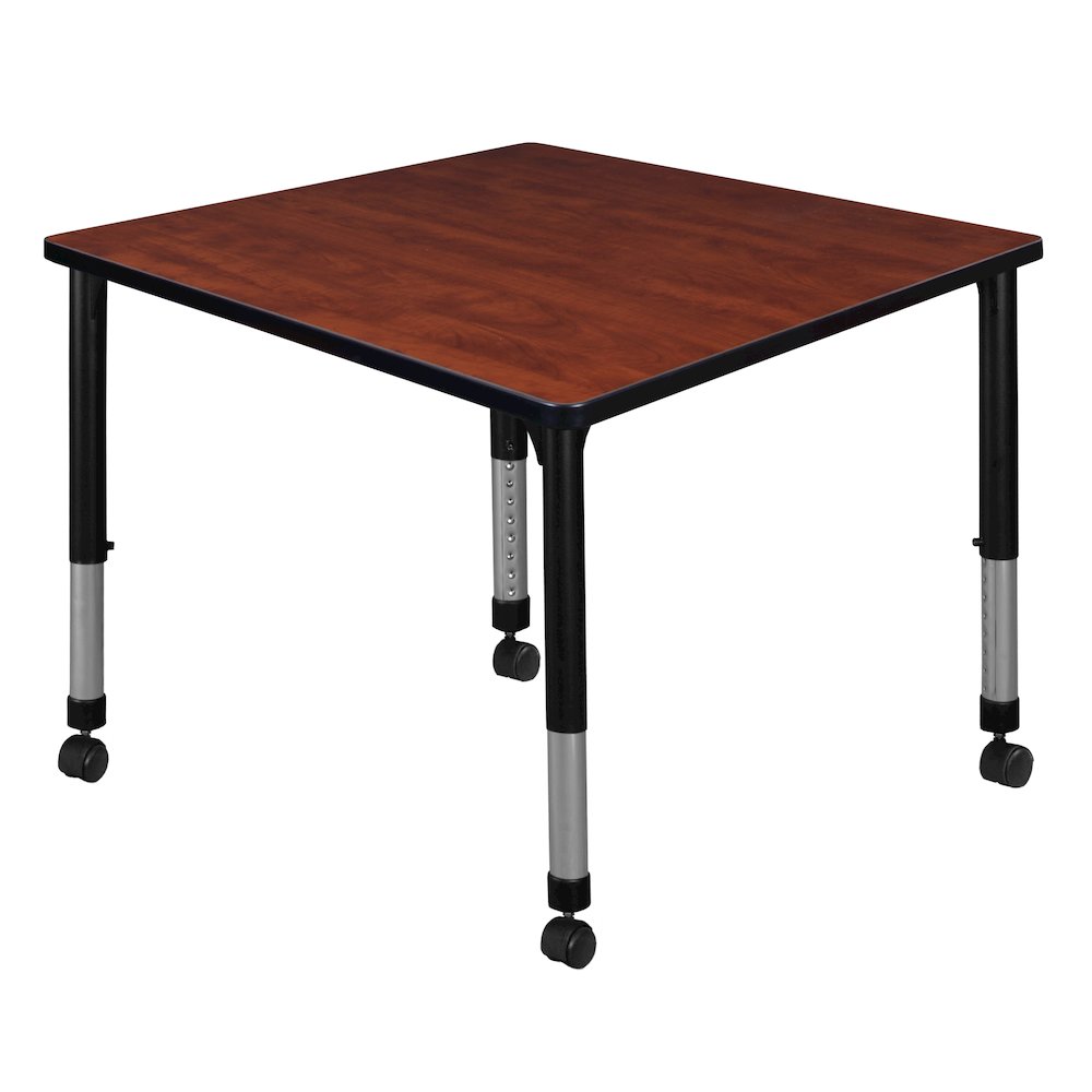 36 in. Square Height Adjustable Mobile Classroom Activity Table- Cherry. Picture 1