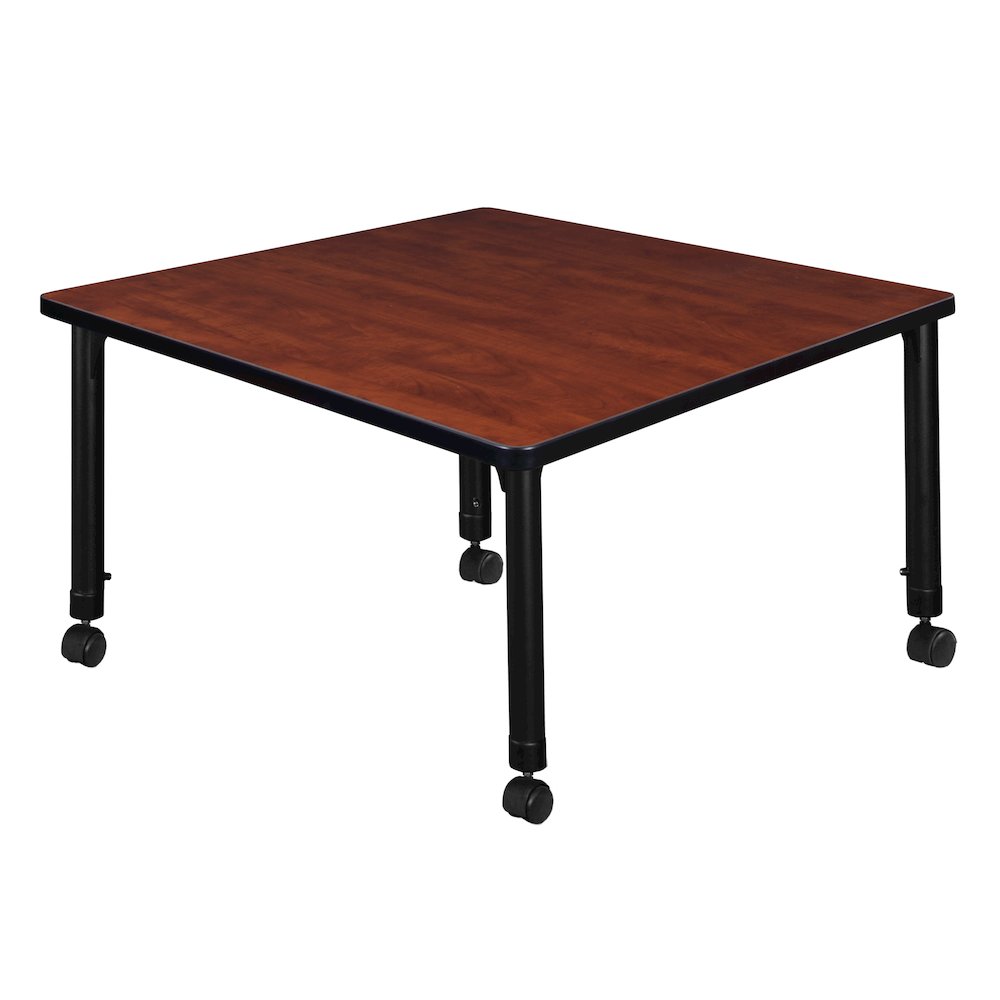36 in. Square Height Adjustable Mobile Classroom Activity Table- Cherry. Picture 2