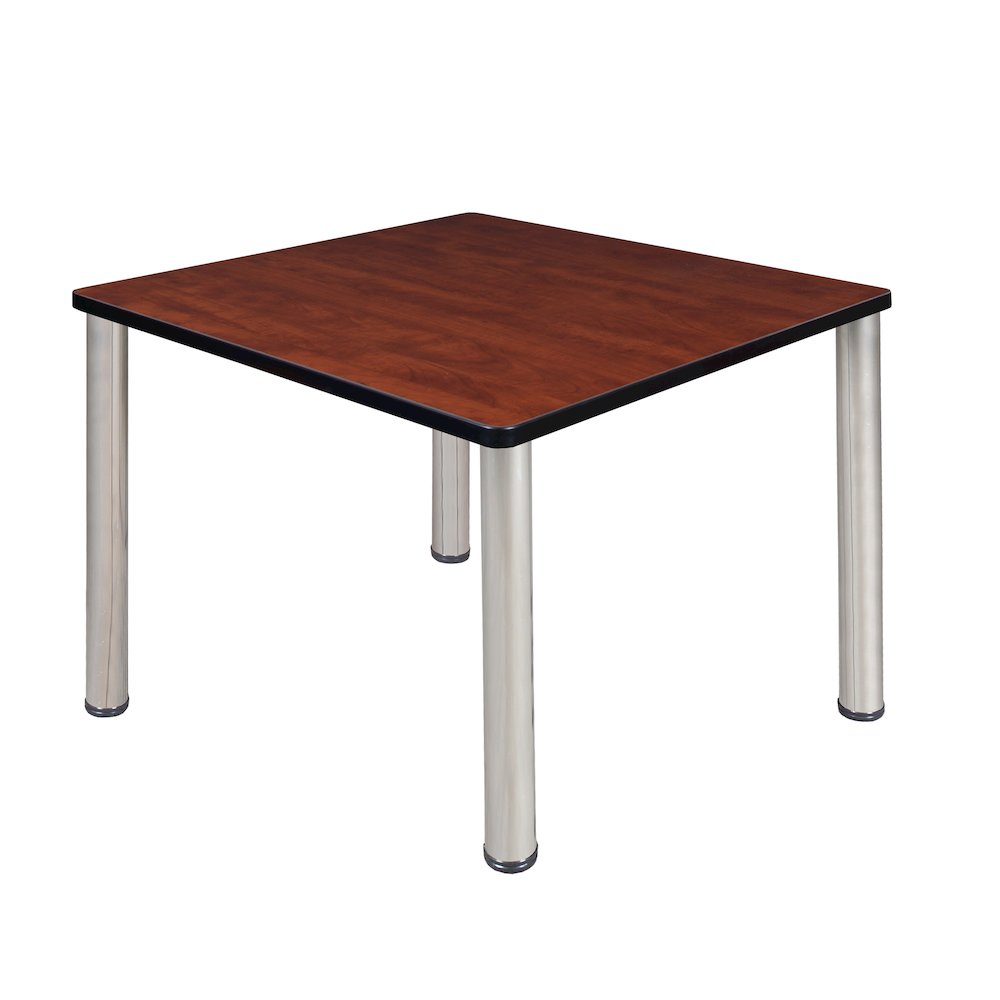 36 in. Medium Square Breakroom Table- Cherry Top, Chrome Legs. Picture 1
