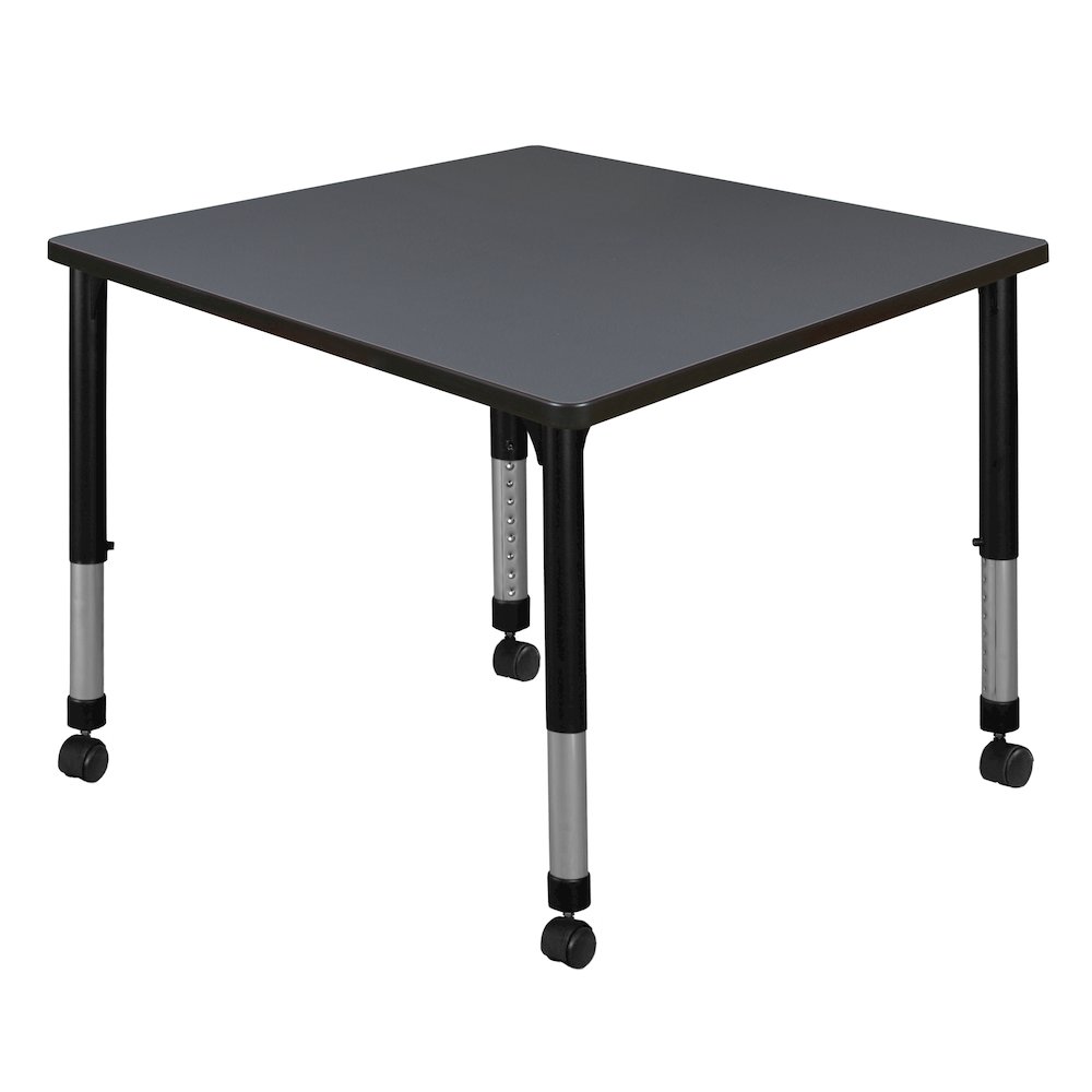 36 in. Square Height Adjustable Mobile Classroom Activity Table- Grey. Picture 1