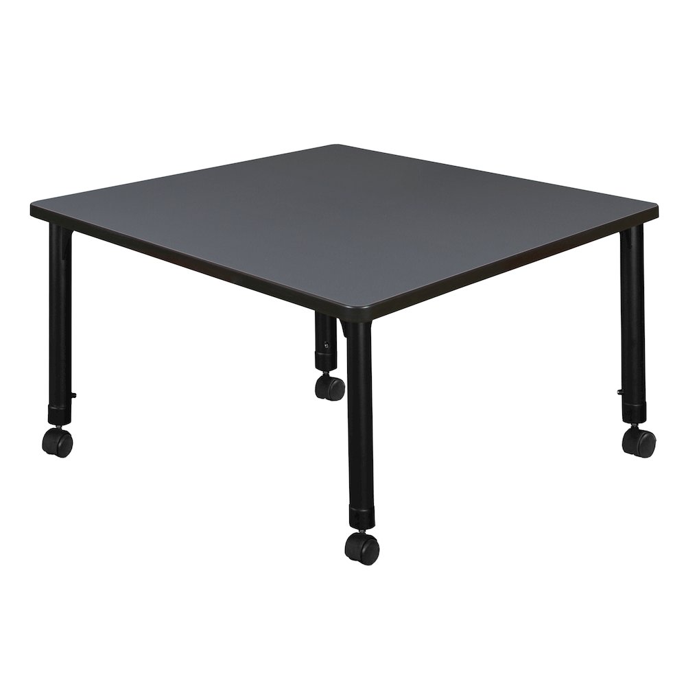 36 in. Square Height Adjustable Mobile Classroom Activity Table- Grey. Picture 2