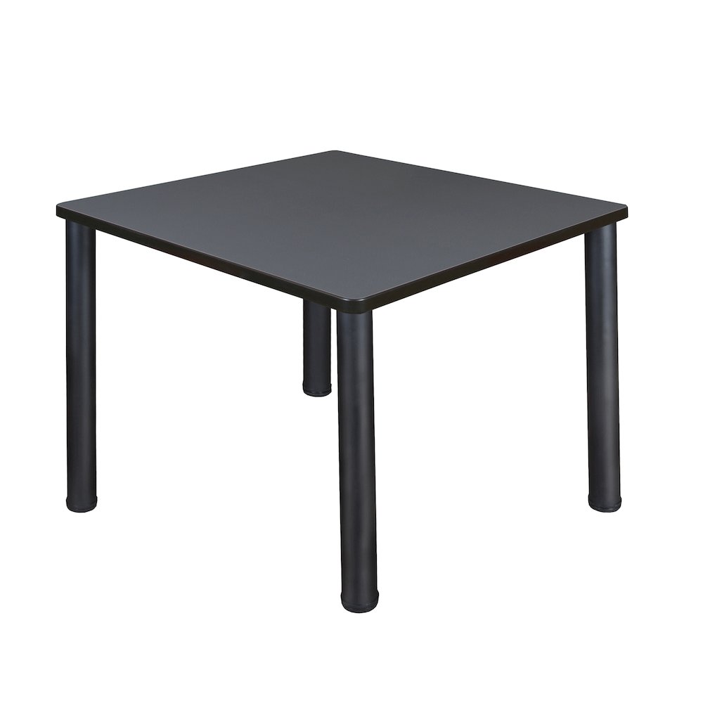 36 in. Medium Square Breakroom Table- Grey Top, Black Legs. Picture 1