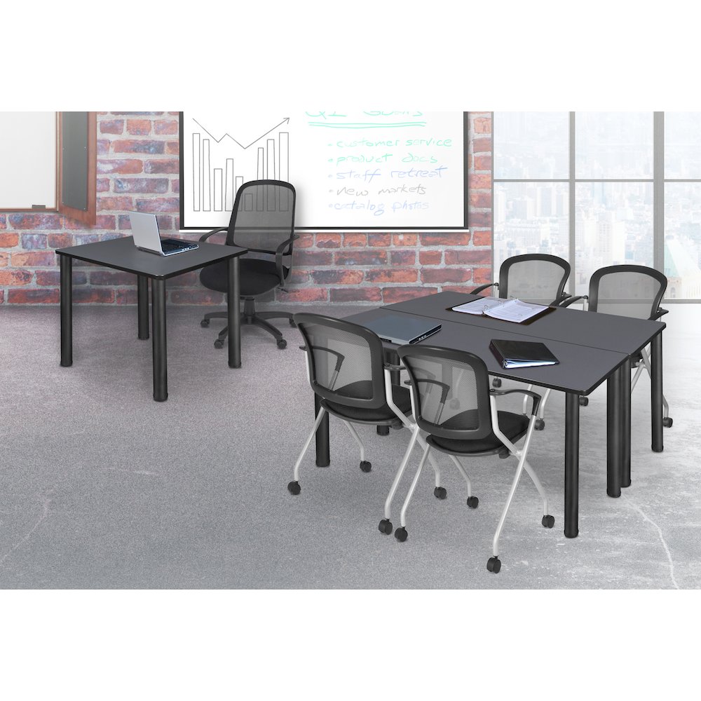 36 in. Medium Square Breakroom Table- Grey Top, Black Legs. Picture 3