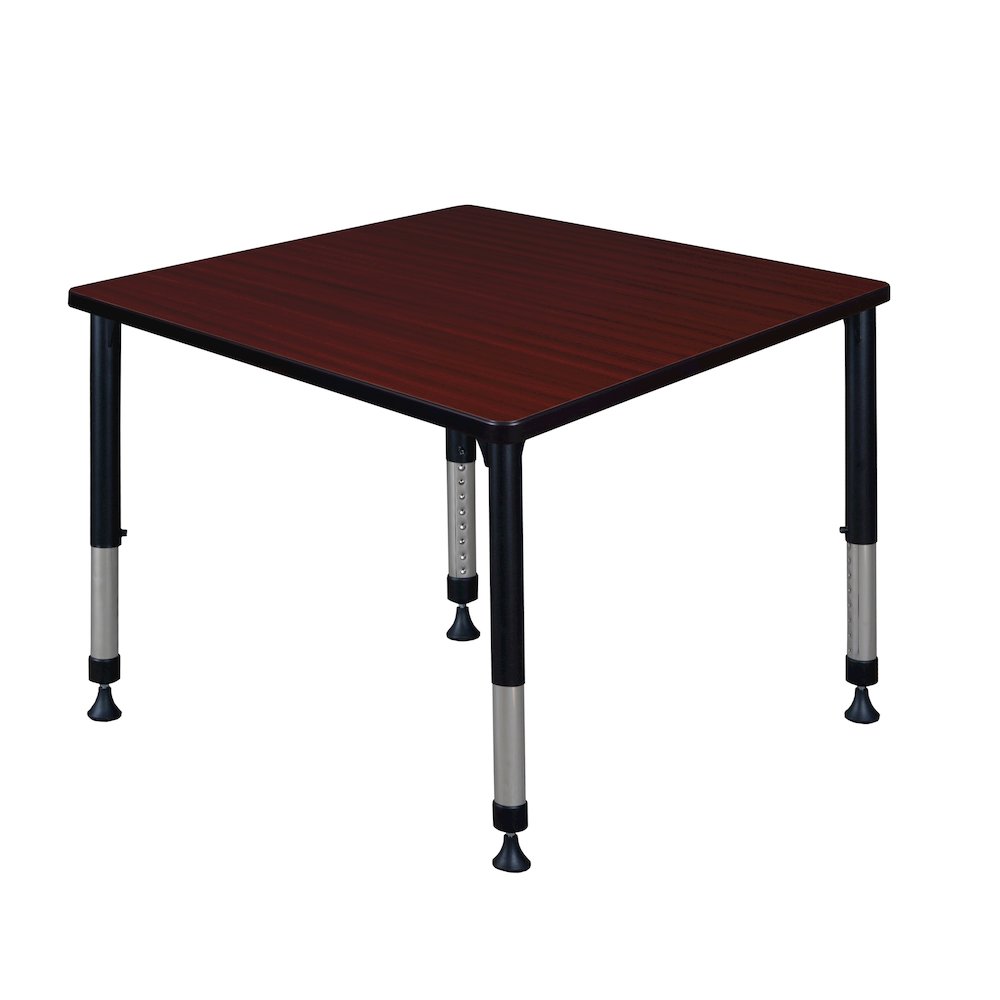 36 in. Square Height Adjustable Classroom Activity Table- Mahogany. Picture 1