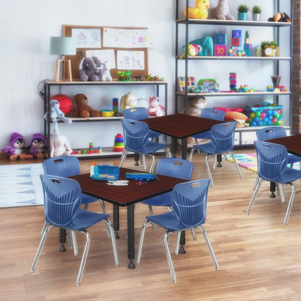 36 in. Square Height Adjustable Classroom Activity Table- Mahogany. Picture 5