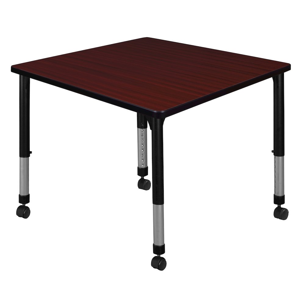 36 in. Square Height Adjustable Mobile Classroom Activity Table- Mahogany. Picture 1
