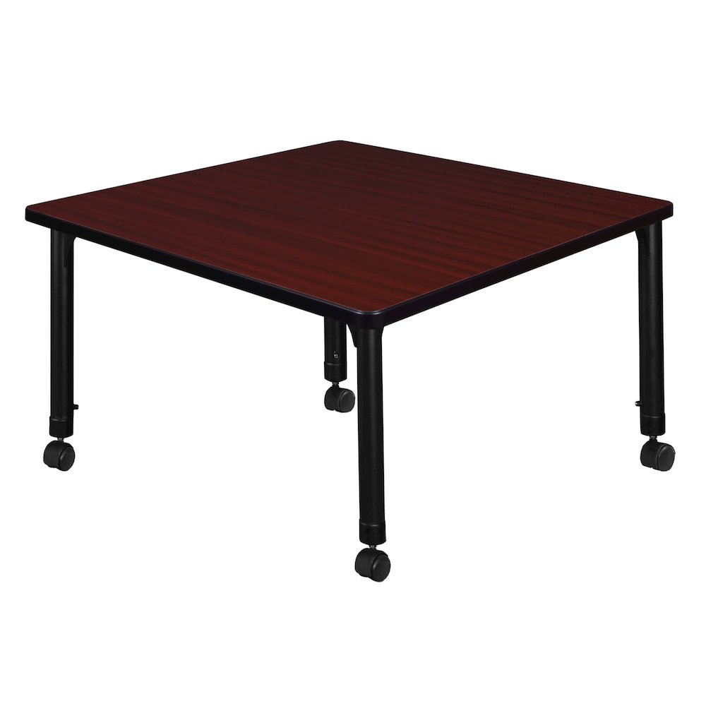 36 in. Square Height Adjustable Mobile Classroom Activity Table- Mahogany. Picture 2