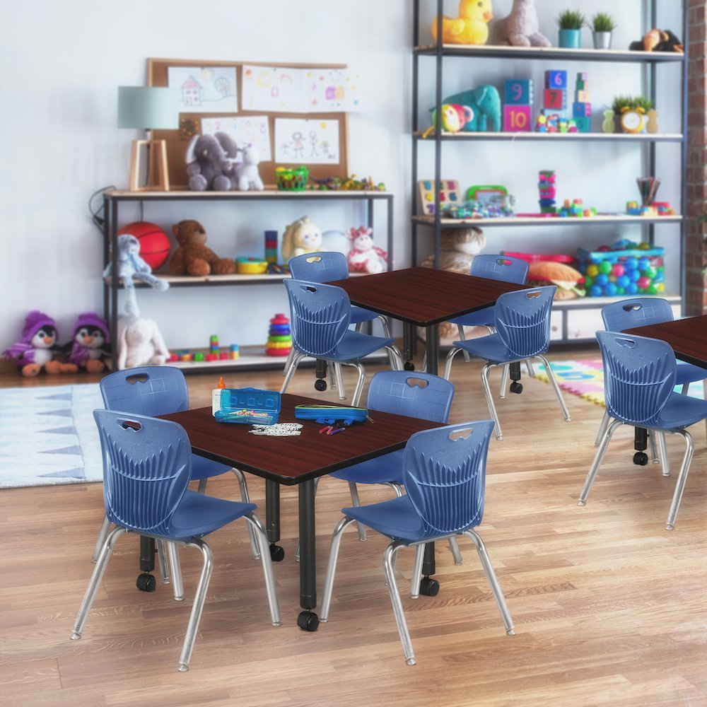 36 in. Square Height Adjustable Mobile Classroom Activity Table- Mahogany. Picture 5