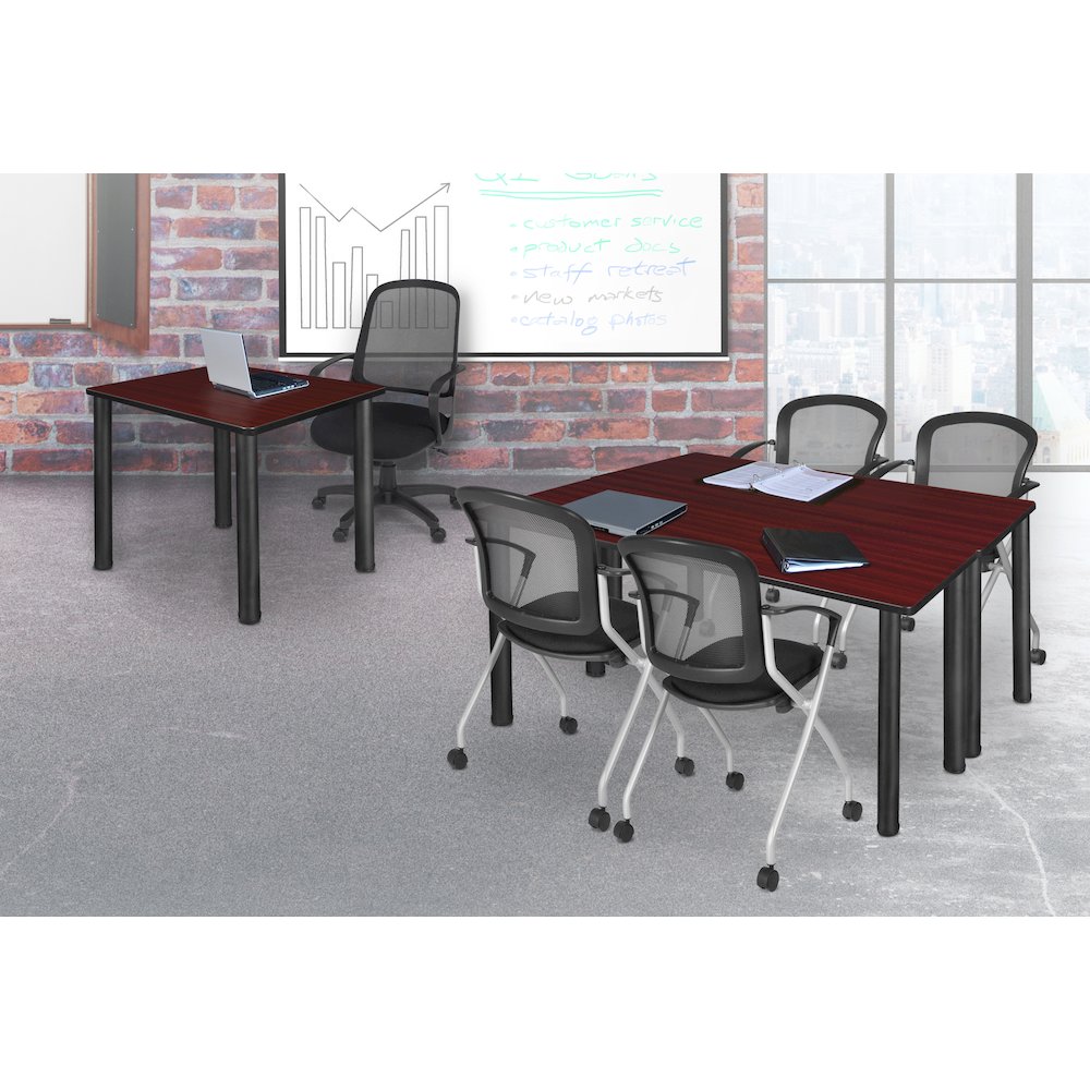 36 in. Medium Square Breakroom Table- Mahogany Top, Black Legs. Picture 3
