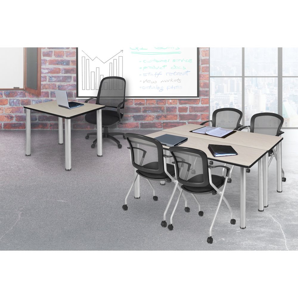 36 in. Medium Square Breakroom Table- Maple Top, Chrome Legs. Picture 3