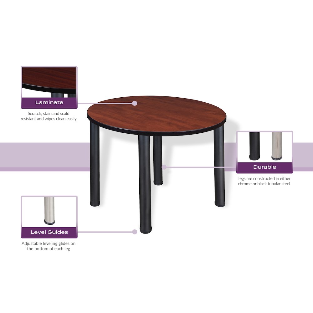 36 in. Round Height Adjustable Classroom Activity Table- Cherry. Picture 5