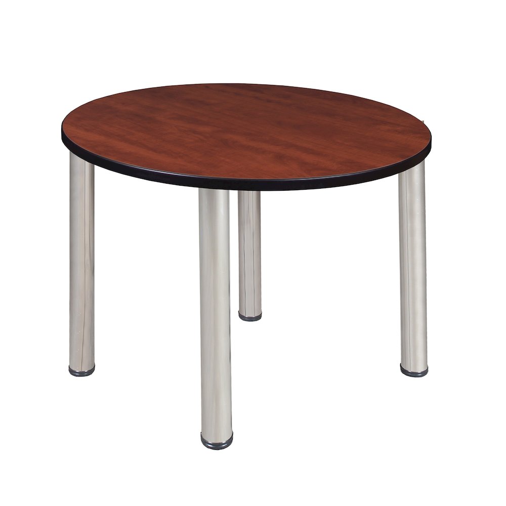36 in. Medium Round Breakroom Table- Cherry Top, Chrome Legs. Picture 1