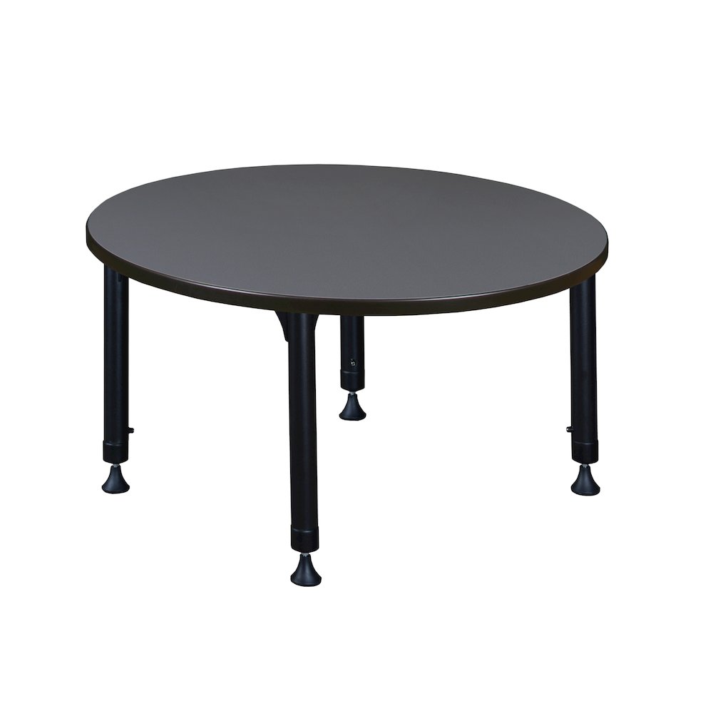 36 in. Round Height Adjustable Classroom Activity Table- Grey. Picture 2