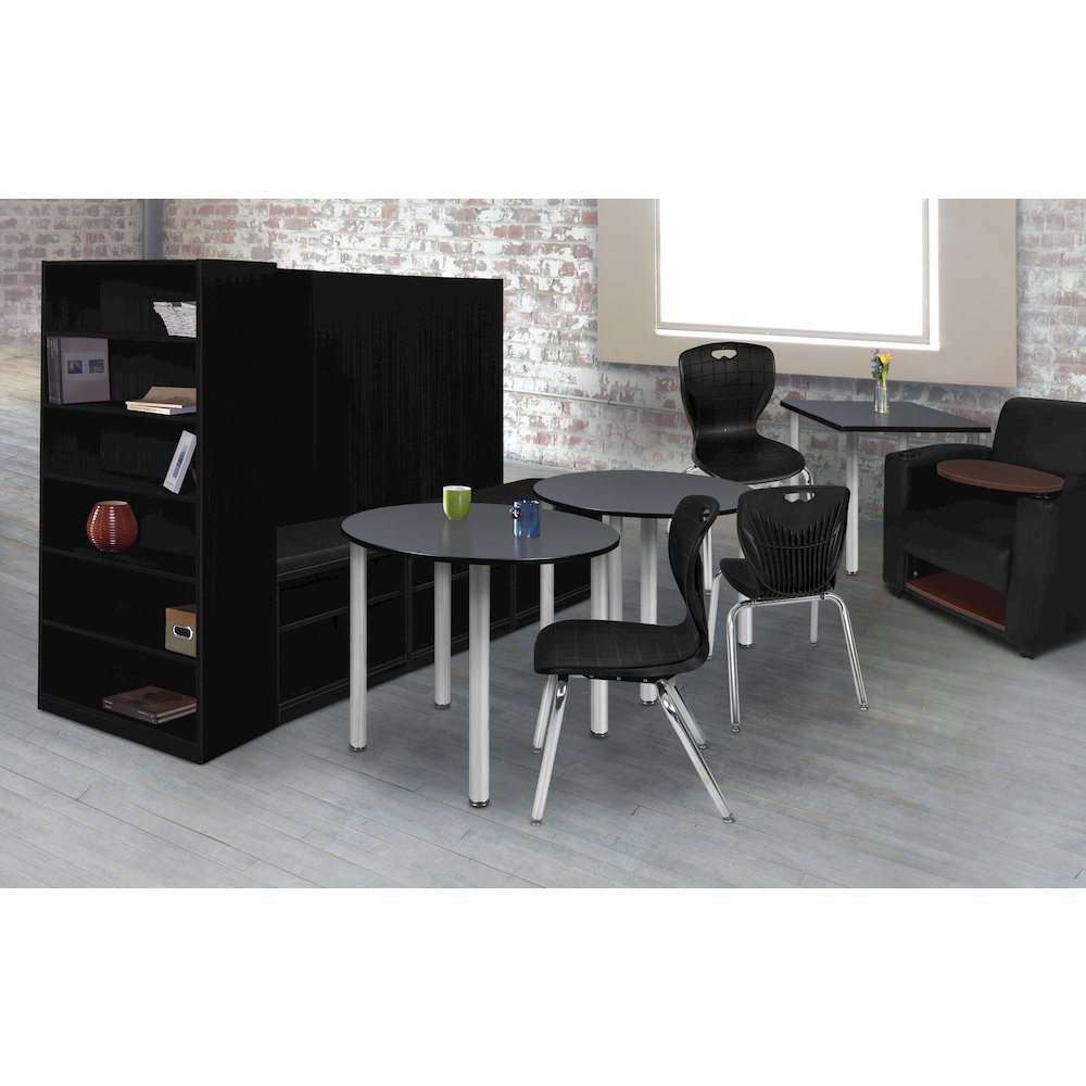 36 in. Medium Round Breakroom Table- Grey Top, Chrome Legs. Picture 2