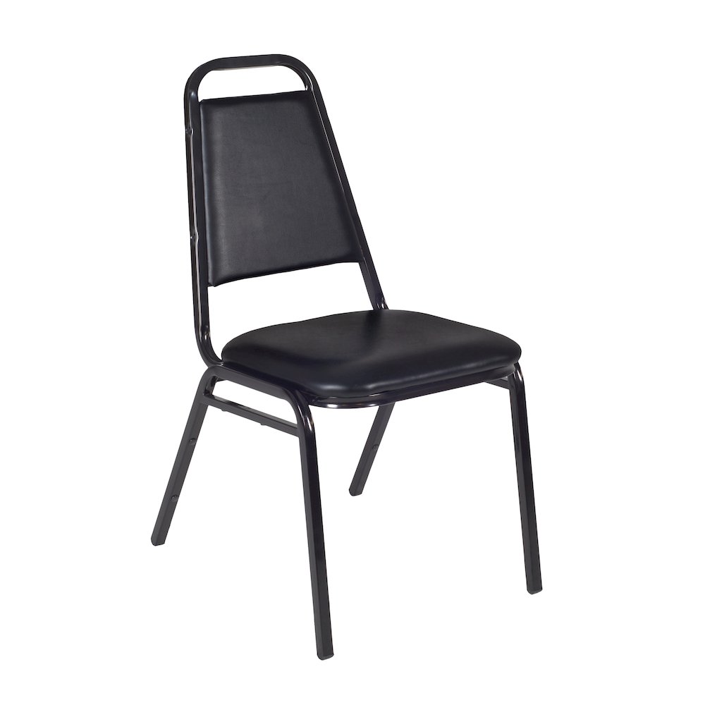 36 in. Round X-Base Breakroom Table- Mahogany & 4 Restaurant Stack Chairs- Black. Picture 4