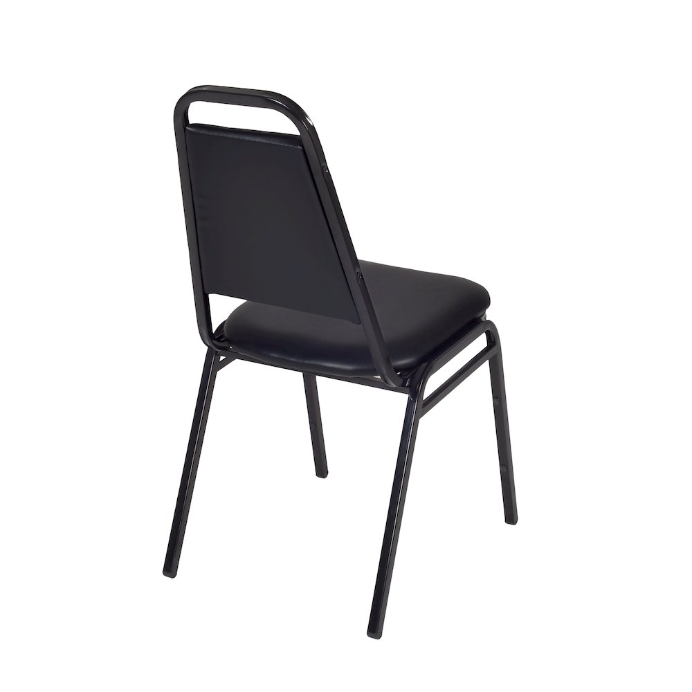 36 in. Round X-Base Breakroom Table- Mahogany & 4 Restaurant Stack Chairs- Black. Picture 6