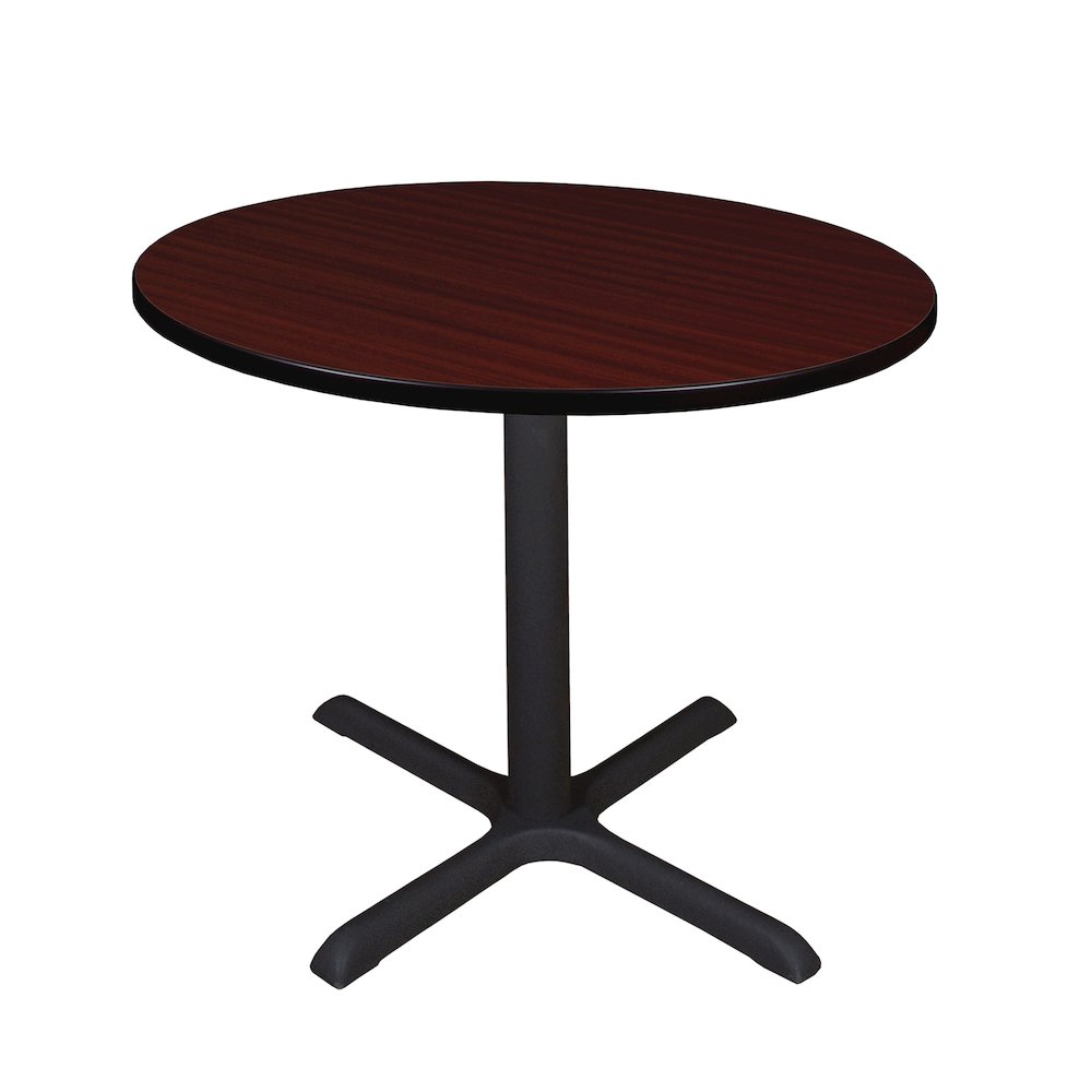 Medium 36 in. Round X-Base Breakroom Table- Mahogany. Picture 1