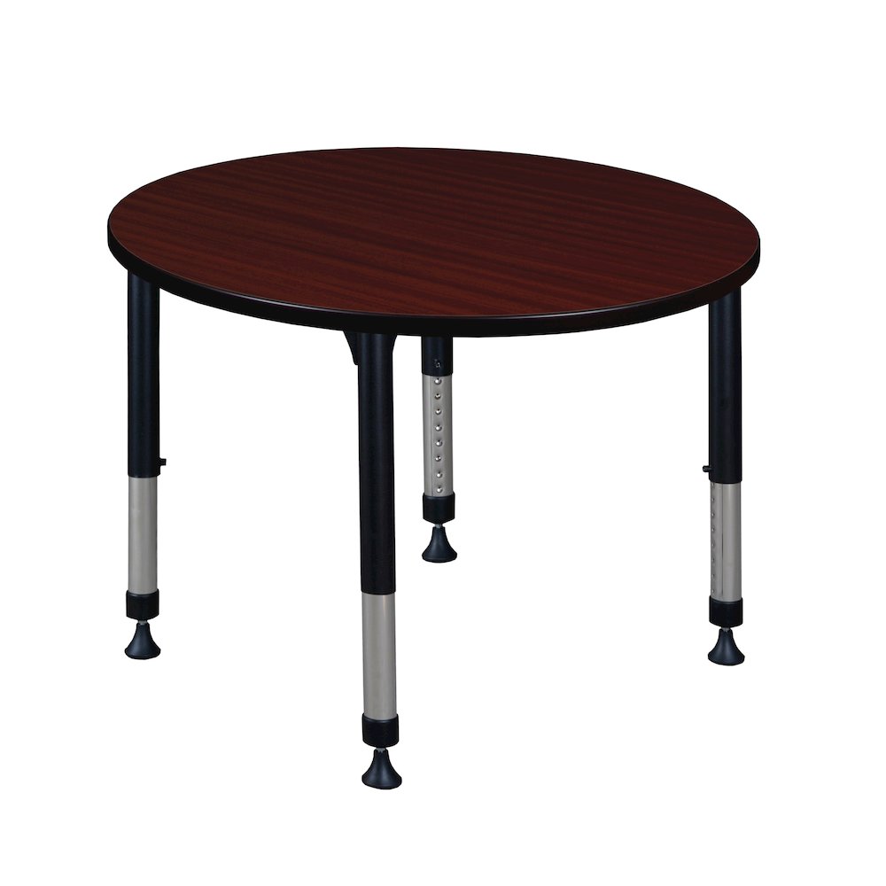 36 in. Round Height Adjustable Classroom Activity Table- Mahogany. Picture 1