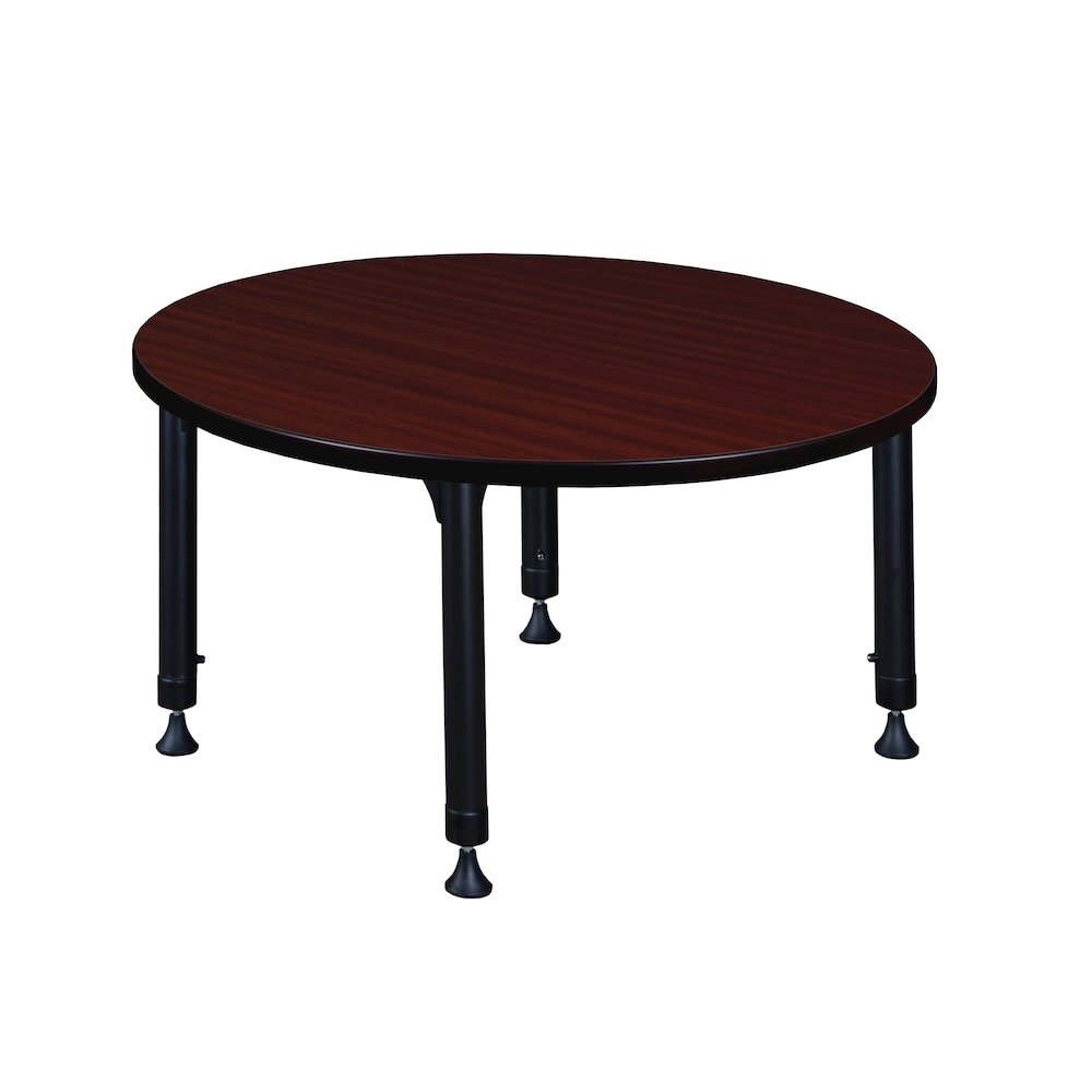 36 in. Round Height Adjustable Classroom Activity Table- Mahogany. Picture 2